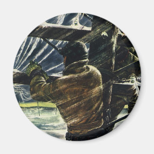 Imã Eletricista Comercial Vintage Trabalhando em Tempe