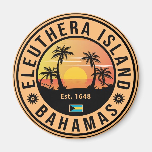 Imã Eleuthera Island Bahamas Retro Sunset Souvenirs (Frente)