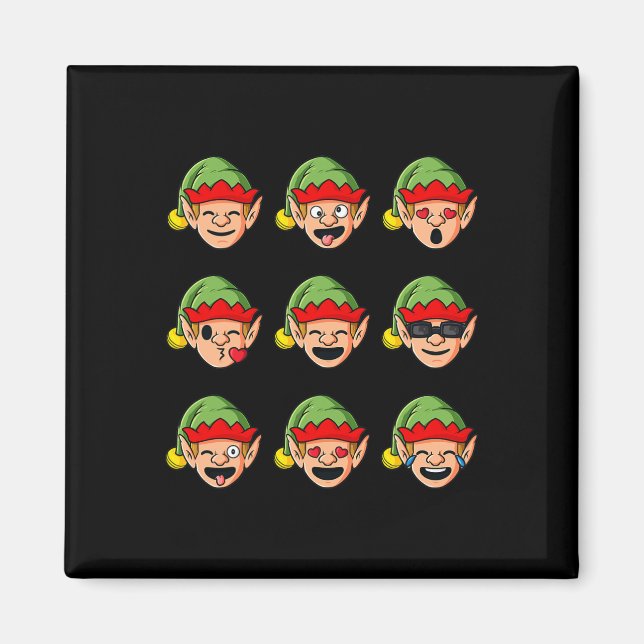 Imã Elf De Natal Enfrenta Rapazes Divertidos Meninas C (Frente)