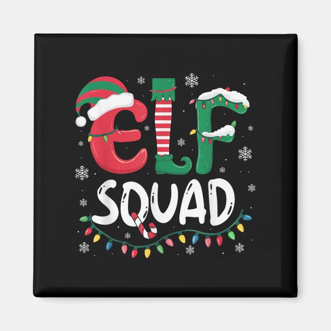 Imã Elf Family Christmas Matching Pajamas Xmas Elf Squ (Frente)