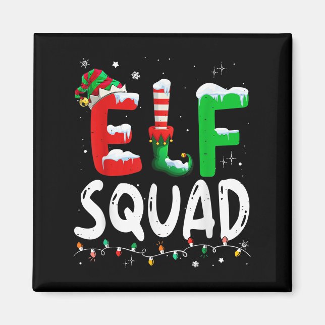 Imã Elf Family Christmas Matching Pajamas Xmas Elf Squ (Frente)