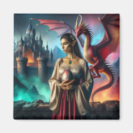 Imã Elf segurando um ovo dragão