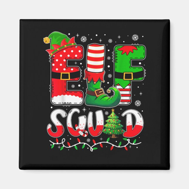 Imã Elf Squad Christmas Family Matching Xmas Elf Pajam (Frente)