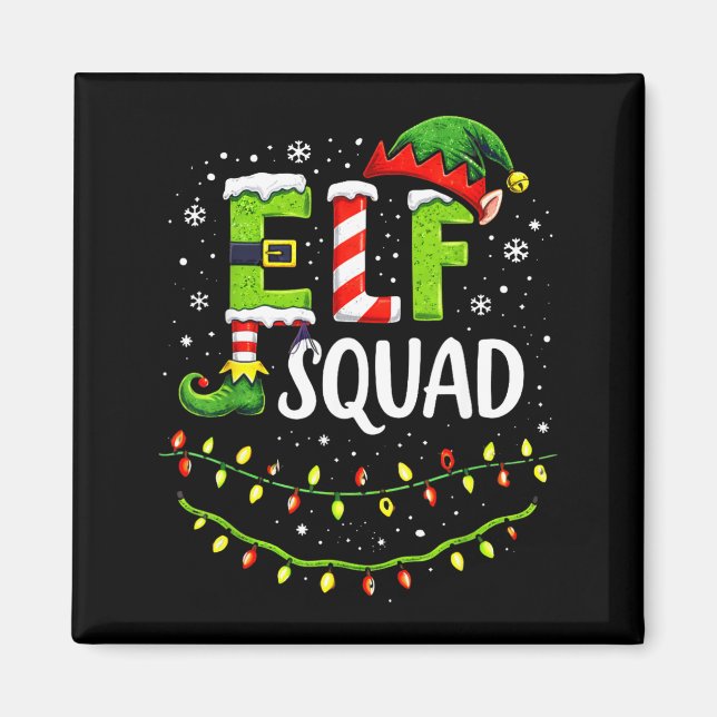 Imã Elf Squad Christmas Lights Matching Holiday Crew  (Frente)