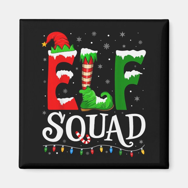 Imã Elf Squad Funny Christmas Family Pajamas  (Frente)