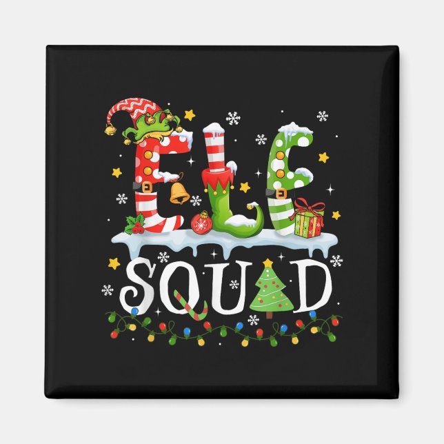 Imã Elf Squad Funny Elf Family Christmas Matching Paja (Frente)