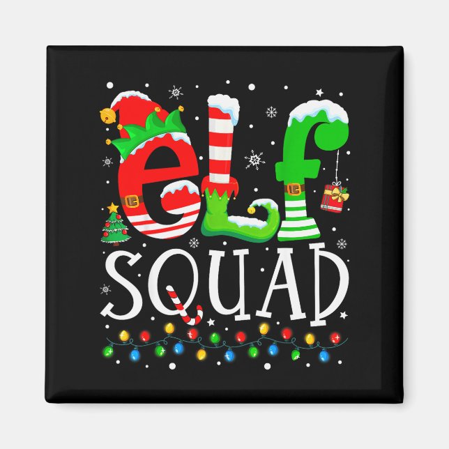 Imã Elf Squad Funny Elf Family Christmas Matching Paja (Frente)