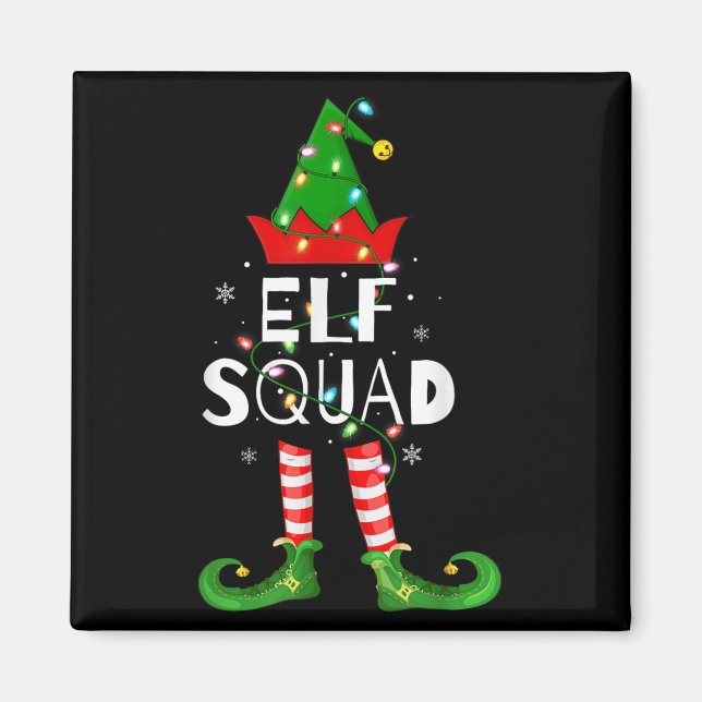 Imã Elf Squad Xmas Matching Family Pajamas Funny Elf C (Frente)