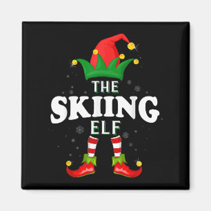 Imã Elfo de Esqui de Natal Família Combinando Pijama d
