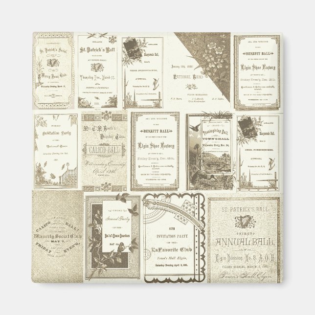 Imã Elgin Illinois 1880's Club Convites Documento Sepi (Frente)