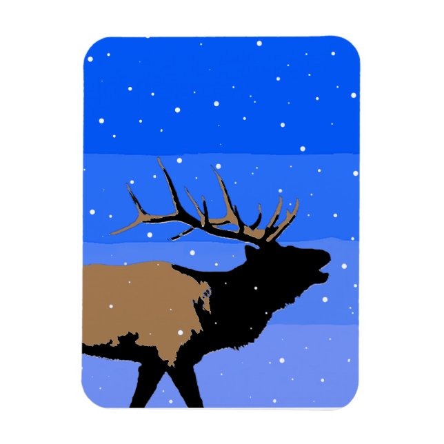 Ímã Elk Bugling no inverno - Arte original sobre a vid (Vertical)