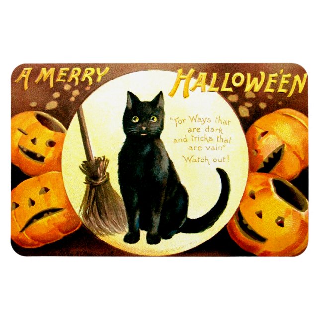 Ímã Ellen H. Clapsaddle: Gato Halloween (Horizontal)