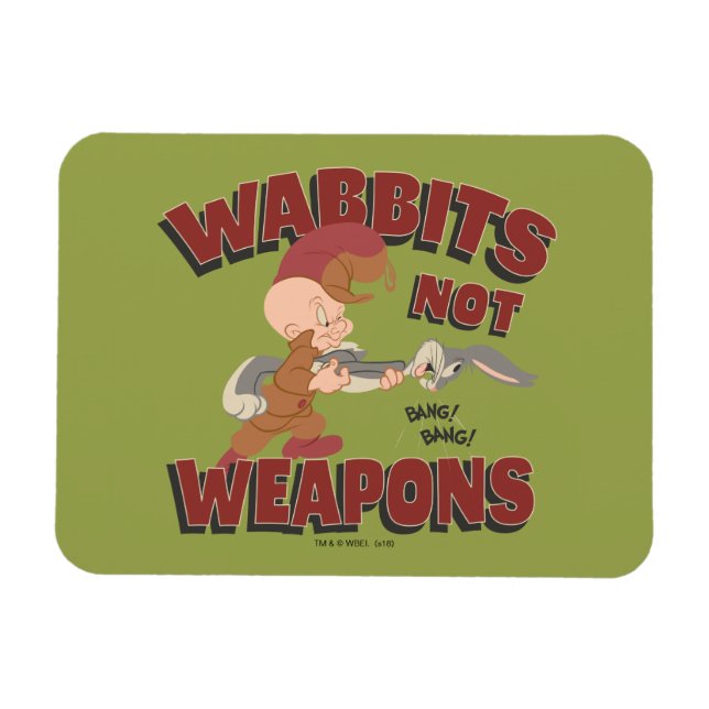 Ímã ELMER FUDD™ & BUGS BUNNY™ "Wabbits Not Weapons" (Horizontal)