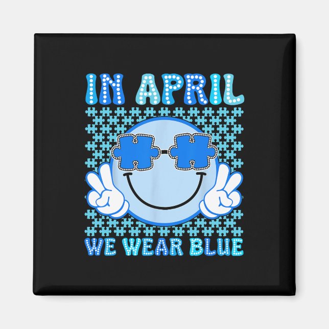 Imã Em Abril Usamos Azul Puzzle de Conscientização do  (Frente)