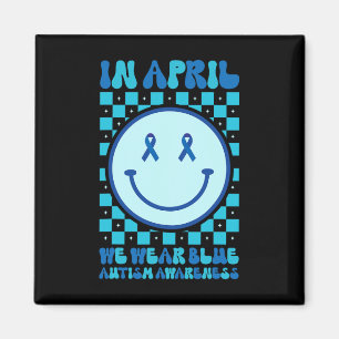 Imã Em abril, Vestimos Awarenes Azuis De Autismo Retro