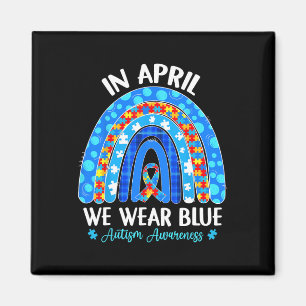 Imã Em abril Vestimos Blue Rainbow Autismo Sensibiliza