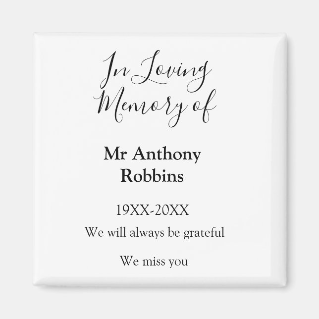 Imã Em Adorar a memória do nome da memória funerária (Frente)