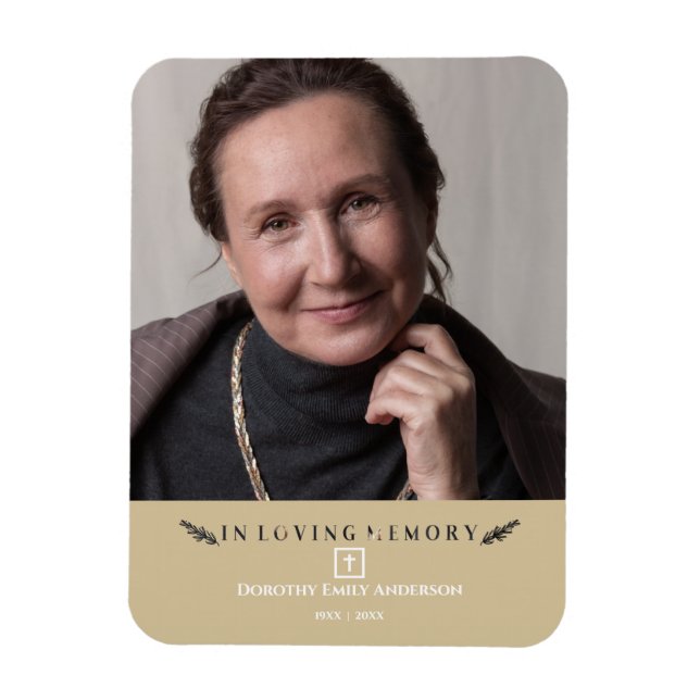 Ímã Em Adorar Memória Foto Mínima Adorada Dourada (Vertical)