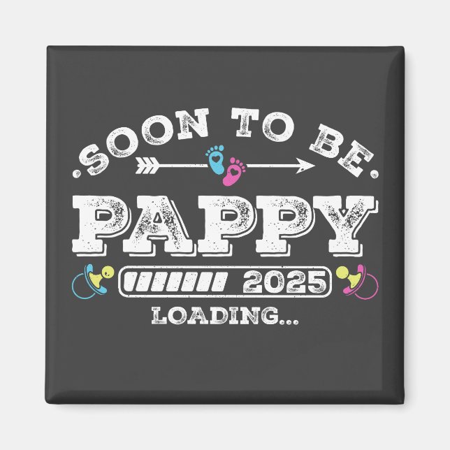 Imã Em Breve Papai 2025 Carregando Quadrado (Frente)