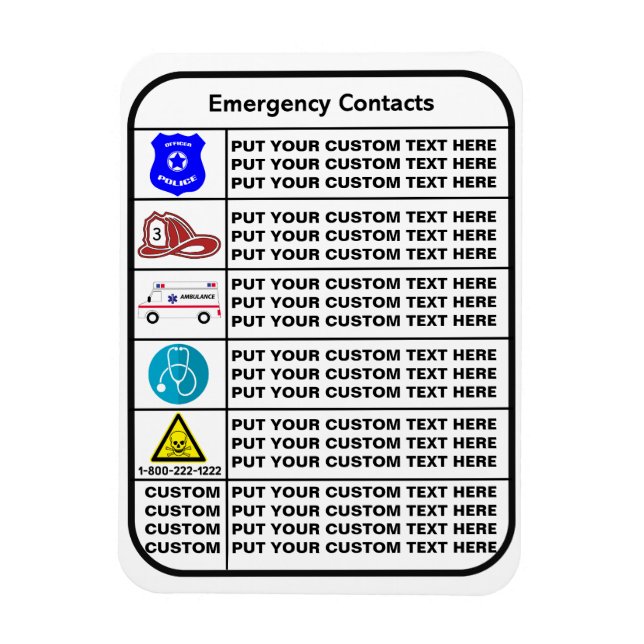 Ímã Em Caso De Emergência (Vertical)
