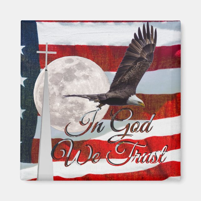 Imã Em Deus, Confiamos no Magnet Quadrado (Frente)