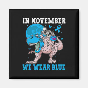 Imã Em novembro, Vestimos Blue Diabetes Trex Dino Kids