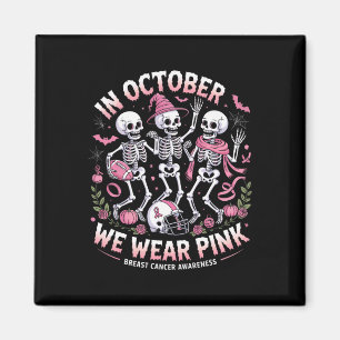 Imã Em outubro Vestimos O Esqueleto Rosa De Halloween