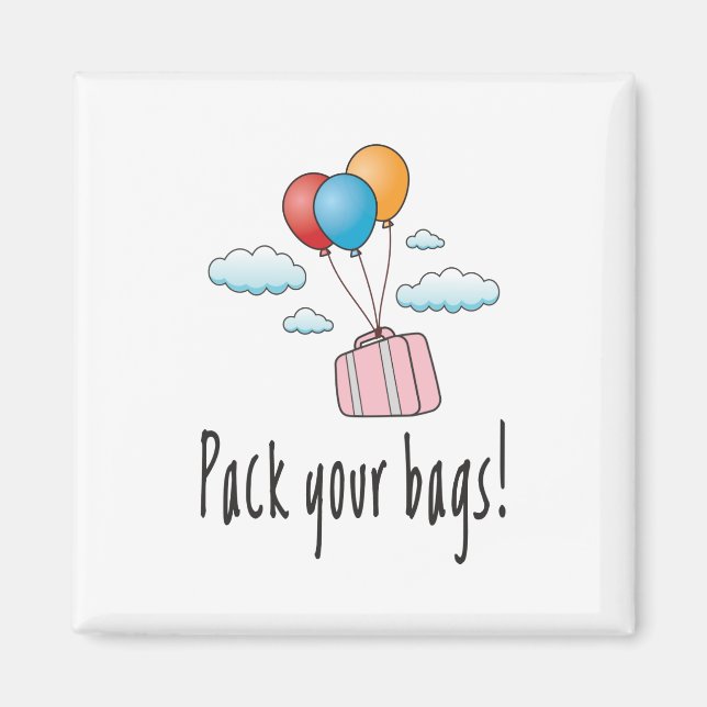 Imã Embale suas bolsas e vamos de férias (Frente)