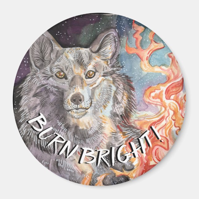 Imã Ember Eyes Wolf Watercolor Magnet (Frente)