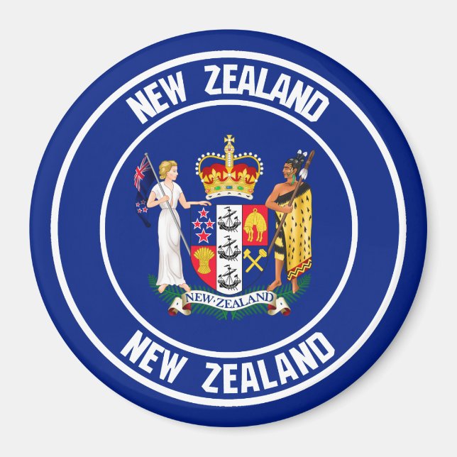 Imã Emblem redonda Nova Zelândia (Frente)
