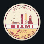 Imã Emblem Skyline Cidade de Miami Florida<br><div class="desc">Design de arte colorida e minimalista de Miami,  com monumentos e marcos da cidade na Flórida.</div>