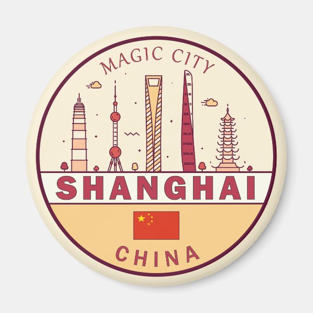 Imã Emblem Skyline Cidade de Xangai China (Frente)