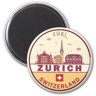 Imã Emblem Skyline Cidade Suiça de Zurique