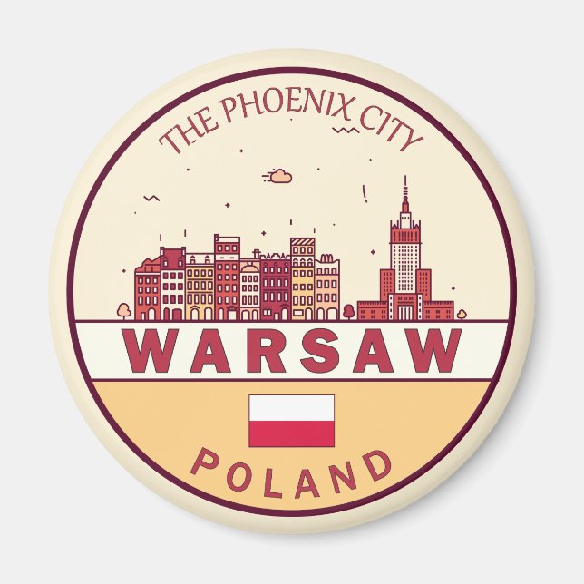 Imã Emblem Skyline da Cidade de Varsóvia (Frente)