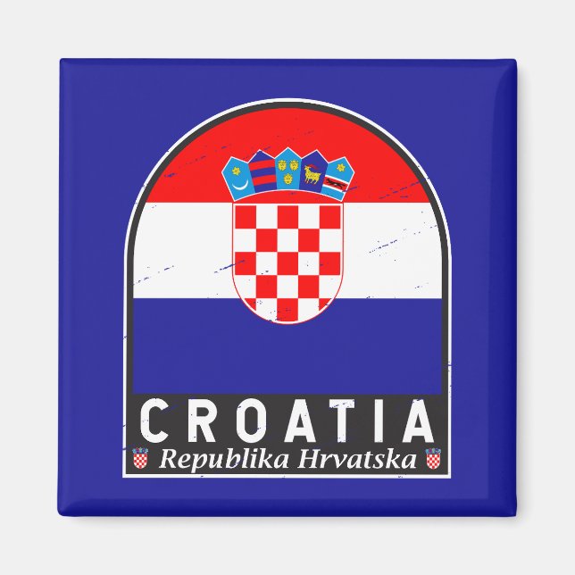 Imã Emblema com bandeira croata - Vintagem em relevo (Frente)