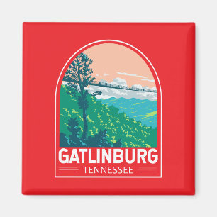 Imã Emblema de Arte de Viagem de Gatlinburg Tennessee