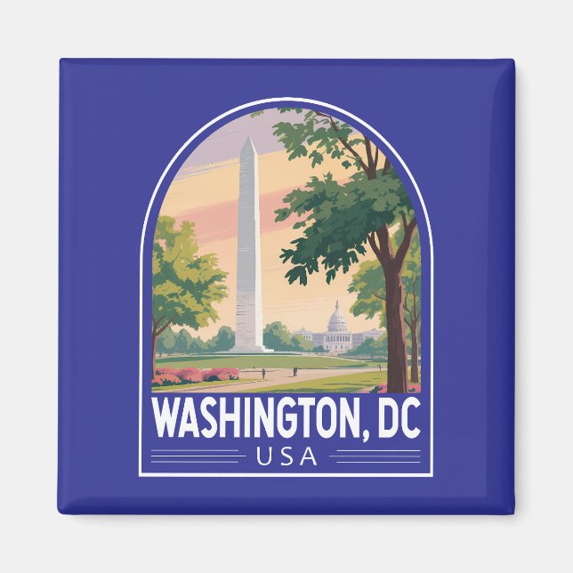 Imã Emblema de Arte de Viagem de Washington DC (Frente)