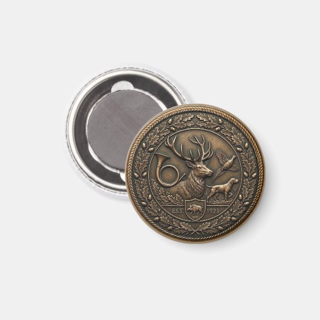 Imã Emblema de Caça em Bronze (Front/Back)