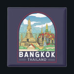 Imã Emblema de Introdução ao Viagem da Tailândia em Ba<br><div class="desc">Retro viagem de Bangkok em estilo emblema. Bangkok,  capital da Tailândia,  é uma cidade grande conhecida por santuários ornamentados e pela vida vibrante na rua.</div>