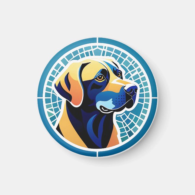 Imã Emblema de Logotipo de Cabeça de Cachorro Geométri (Frente)