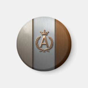 Imã Emblema de Monograma Dourado A
