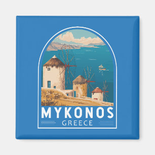 Imã Emblema de Viagem de Grécia do Mykonos