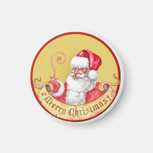 Imã Emblema do Natal: Papai Noel com varinha dourada