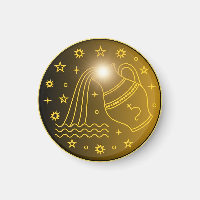 Imã Emblema do Zodíaco Aquário | Símbolo Celestial Min (Frente)