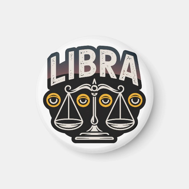 Imã Emblema do Zodíaco de Libra Místico (Frente)
