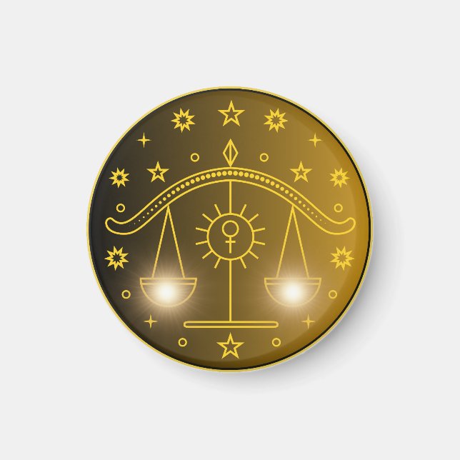 Imã Emblema do Zodíaco de Libra | Símbolo Celestial Mi (Frente)