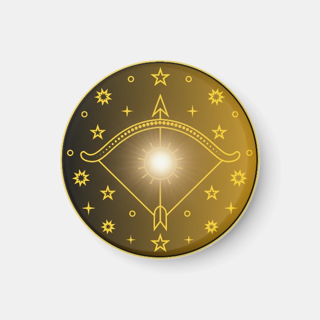 Imã Emblema do Zodíaco de Sagitário Símbolo Celestial  (Frente)