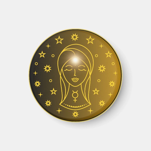 Imã Emblema do Zodíaco de Virgem | Símbolo Celestial M (Frente)