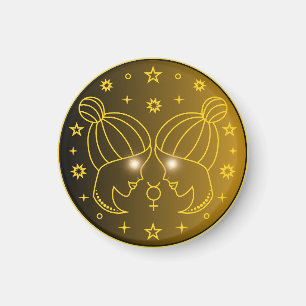 Imã Emblema do Zodíaco Gêmeos Símbolo Celestial Mini