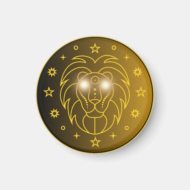 Imã Emblema do Zodíaco Leão | Símbolo Celestial Minima (Frente)